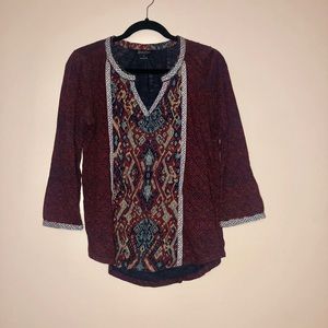 Lucky Brand 3/4 sleeve patterned top